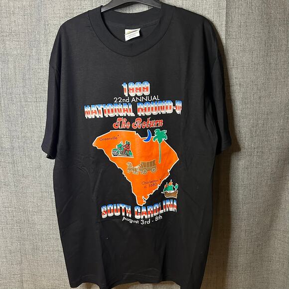 August 3-8 1999 MOTORCYCLE NATIONAL ROUND UP S. Carolina Logo T-Shirt LG - Picture 1 of 7